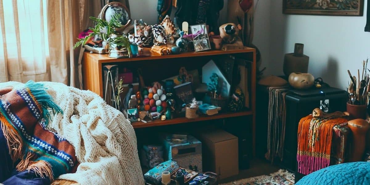 Ce coin du salon toujours en désordre… jusqu’à ce que je suspende un seul rangement