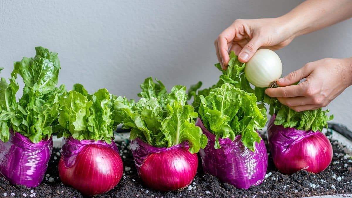 Un filet d’oignons transformé en anti-limace pour mes salades