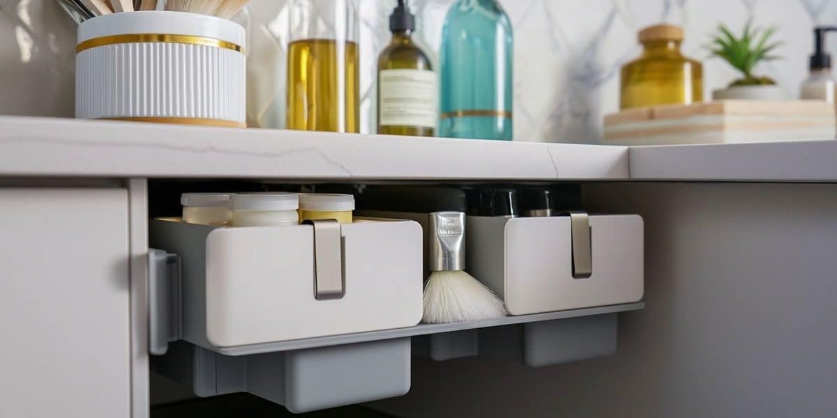 Un rangement magnétique sous l’évier qui garde tous les produits à portée de main